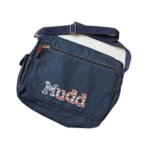 VTG MUDD Dark Blue Denim Crossbody/Messenger Bag - Y2K 90s - Picture 1 of 9